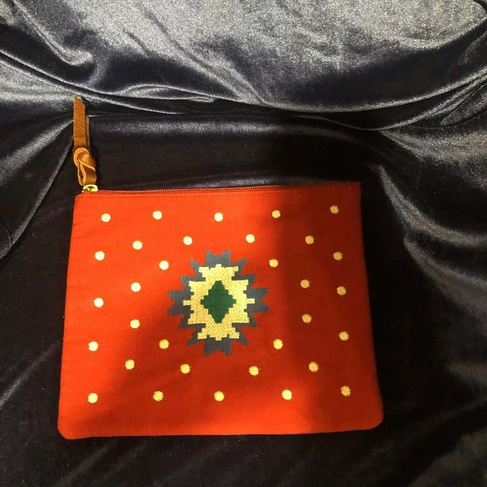 Anabaglish cosmetic pouch / case cotton / leather